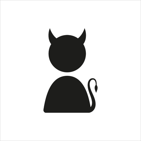 Funny vector icon with devil profile pictures for social media or other web design products or mobile applications. Heart shape on the black and white backgroundのイラスト素材