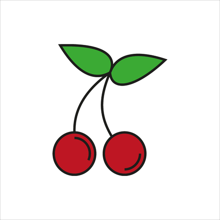 Cherry vector simple icon on white background Created For Mobile, Web, Decor, Print Products, Applications. Vector illustration.のイラスト素材