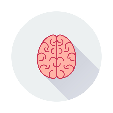 Brain icon on round background Created For Mobile, Infographics, Web, Decor, Print Products, Applications. Icon isolated. Vector illustration.のイラスト素材