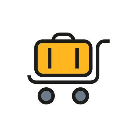 trolley luggage icon on white background Created For Mobile, Web, Decor, Print Products, Applications. Icon isolated. Vector illustrationのイラスト素材