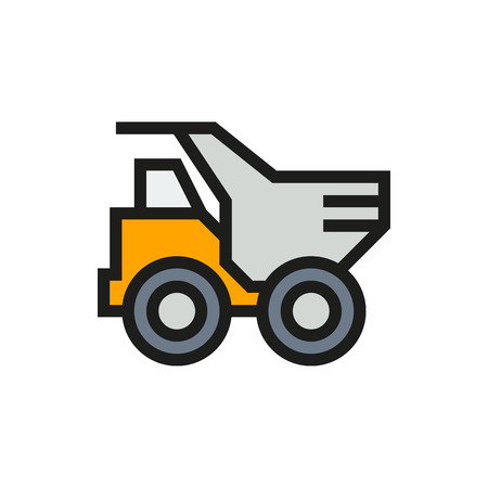 Dump truck icon on white background Created For Mobile, Infographics, Web, Decor, Print Products, Applications. Icon isolated. Vector illustrationのイラスト素材
