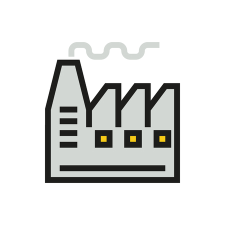 Factory icon on white background Created For Mobile, Infographics, Web, Decor, Print Products, Applications. Icon isolated. Vector illustrationのイラスト素材