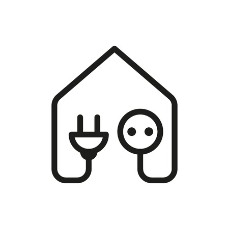 green house with socket, electricity icon on white background Created For Mobile, Web, Decor, Print Products, Applications. Icon isolated. Vector illustrationのイラスト素材