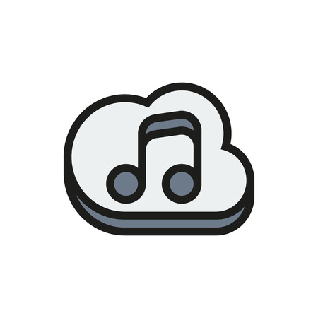 Cloud Music Vector Icon on white background Created For Mobile, Web, Decor, Print Products, Applications. Icon isolated. Vector illustrationのイラスト素材