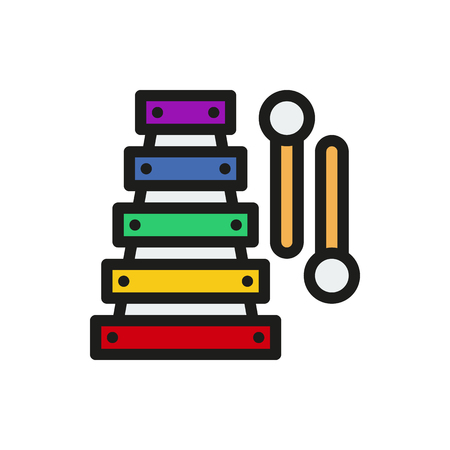 Xylophone Icon on white background Created For Mobile, Web, Decor, Print Products, Applications. Icon isolated. Vector illustrationのイラスト素材