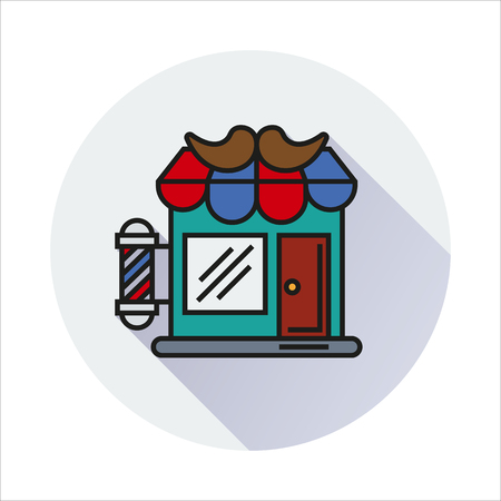 hair salon store line icon Created For Mobile, Web, Decor, Print Products, Applications. Color icon isolated.のイラスト素材