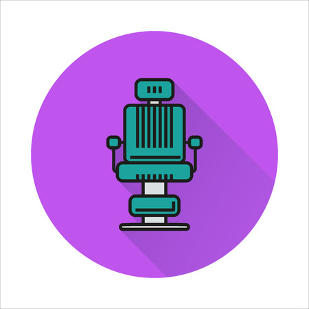 barber chair simple icon on circle background Created For Mobile, Web, Decor, Print Products, Applications. Color icon isolated.のイラスト素材