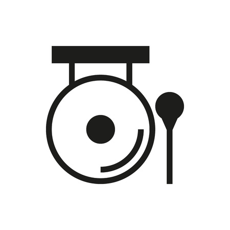 Chinese golden gong and hammer icon on white background Created For Mobile, Web, Decor, Print Products, Applications. Icon isolated.のイラスト素材