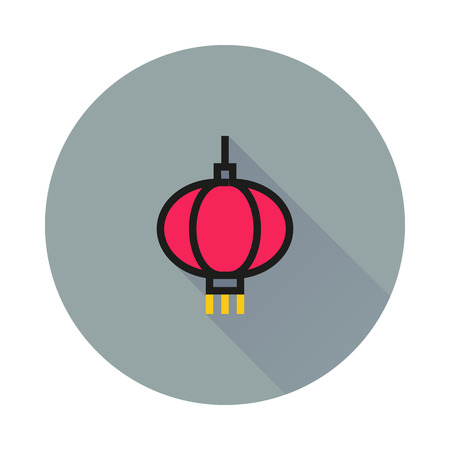 Chinese paper street lanterns icon on round background Created For Mobile, Web, Decor, Print Products, Applications. Icon isolated.のイラスト素材