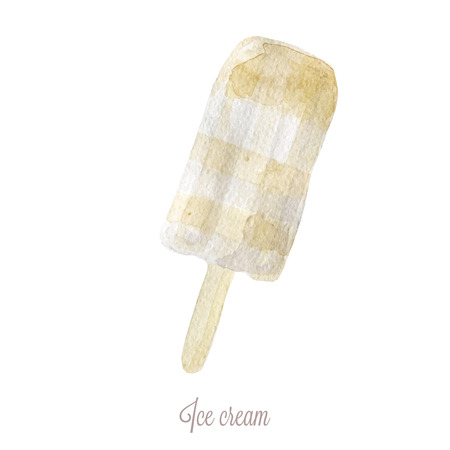 Watercolor hand drawn ice cream. Eps10のイラスト素材