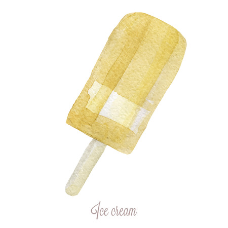 vector watercolor yellow ice cream のイラスト素材