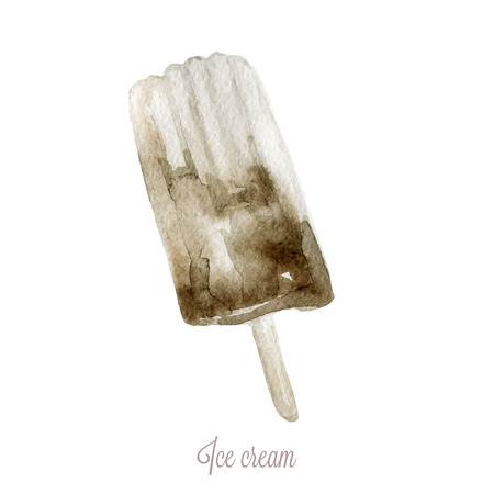 Watercolor hand drawn ice cream. のイラスト素材