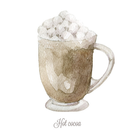 Hand drawn hot cacao. Watercolor vector illustration のイラスト素材
