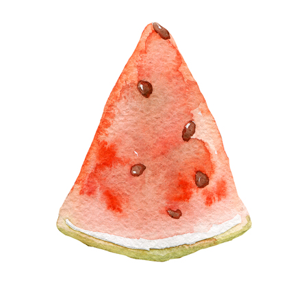 Watercolor illustration of watermelon on white paperの写真素材
