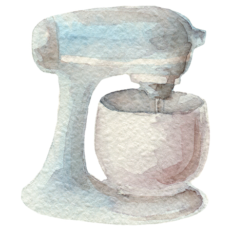 Hand drawn watercolor mixer. Kitchen tools seriesの写真素材