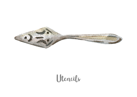 kitchen tools utencils illustration. Hand drawn watercolorの写真素材