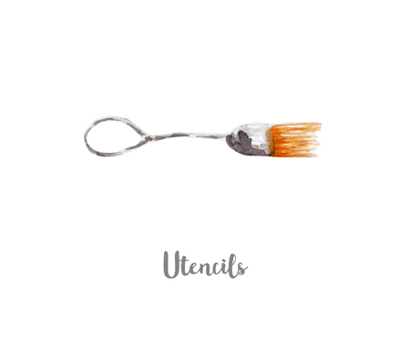 kitchen tools utencils illustration. Hand drawn watercolorの写真素材