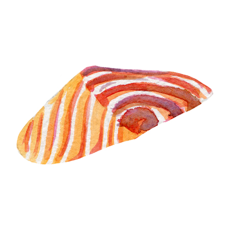 fresh salmon illustration. Hand drawn watercolor on white background.の写真素材