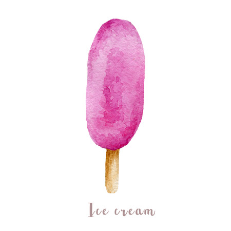 Watercolor hand drawn ice cream. Isolated dessert illustration on white backgroundの写真素材