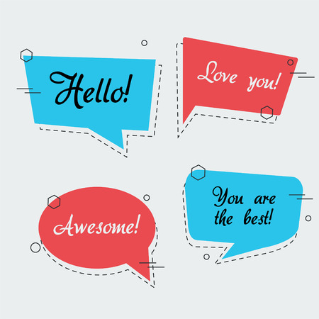 Set of blue and red speech bubbles setのイラスト素材