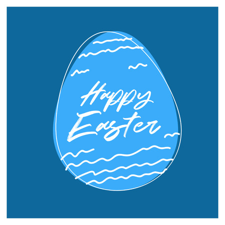 Happy Easter egg invitation template on a blue backdrop vector illustrationのイラスト素材