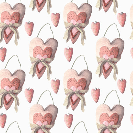 Valentines romantic seamless pattern watercolor hand paintedの写真素材
