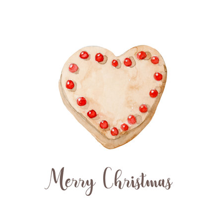 Watercolor Christmas bell with bow. Hand painted New Year decor isolated on white background. Holiday illustration for design, print, fabric or background.の写真素材