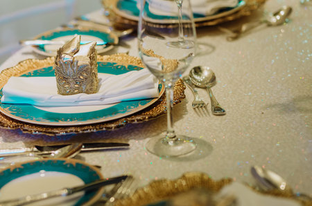 golden decor cutlery in the restaurant