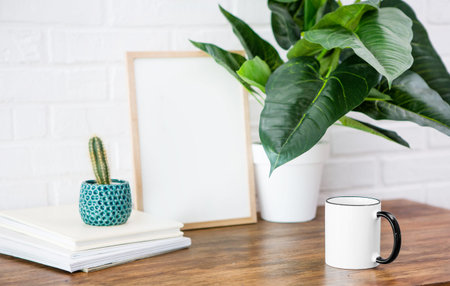 room style loft white background cup pictureの写真素材