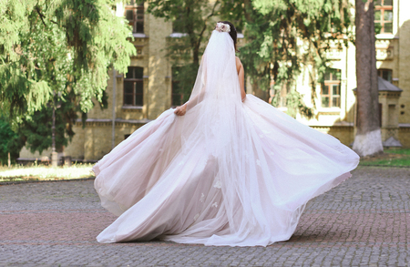 bride is dancing and spinningの写真素材