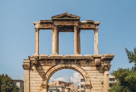 ancient architecture built columns ruins of the middle ages in greece athensの写真素材