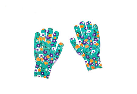 working glamorous womens gloves blue with drawing flowers for working in the garden and vegetable...