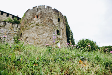old stone fortification bastion on a hill in italy