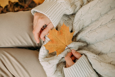 autumn yellow leaf fall conceptual girl in the park