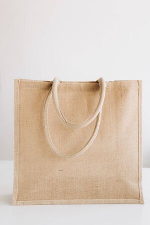 fabric bag with handles isolated environment ecology natural material shoppingの写真素材