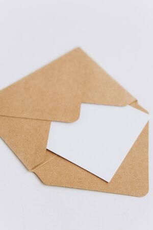 craft envelope with mock up card for lettering backgroundの写真素材