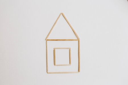 house drawn on a sheet of paper simplicity concept symbol familyの写真素材