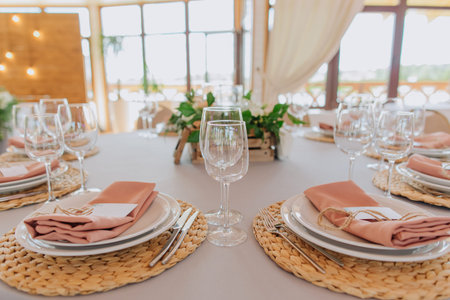 festive table event decoration celebration stylish decor and floristryの写真素材