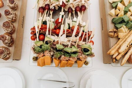 snacks fruits on the table in a plate holiday decor delicious foodの写真素材