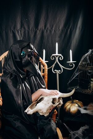 halloween mystic witch Astrology Occult Magic plague doctor raven black beak  epidemic diseaseの写真素材