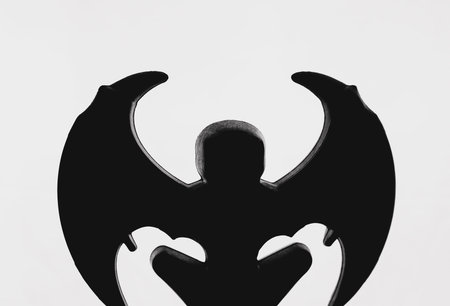devil black silhouette wings on a white background Astrology Occult Magic