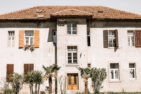 architecture outside vegetation exterior decoration ancient europe buildingsの写真素材