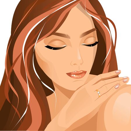 girl brunette bride ceremony hand ring gem diamondのイラスト素材