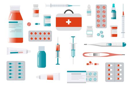 pharmacy online technology navel and consultation no contact vector flat illustrationのイラスト素材