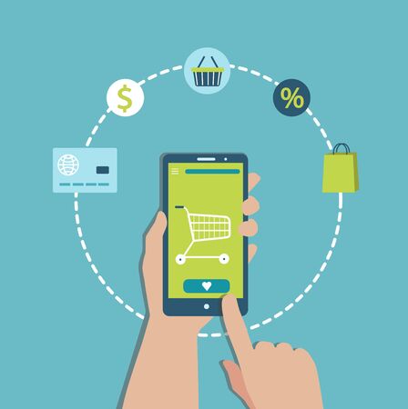 Online Shop Smartphone Order Online store elements のイラスト素材