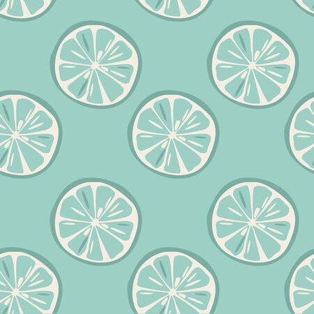Seamless pattern with lemons on mint green background vector illustrationのイラスト素材