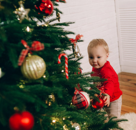 happy girls sisters with christmas gifts from santa home family holidayの写真素材