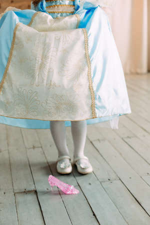 glass slipper little princess cinderella chic dress and palaceの写真素材