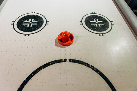 smile table for playing hockey big puck game for reaction and accuracyの写真素材