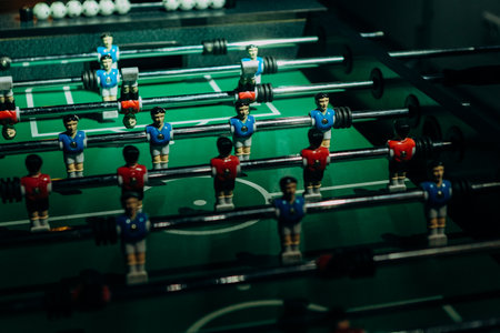 board soccer game night lighting on figurines match league bettingの写真素材